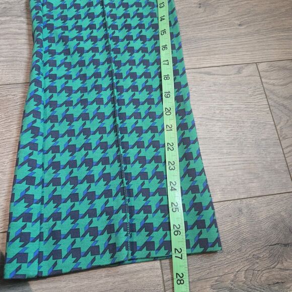 Maeve by Anthropologie “The Margot” Flared Pants Green & Blue Houndstooth Large - Picture 9 of 11